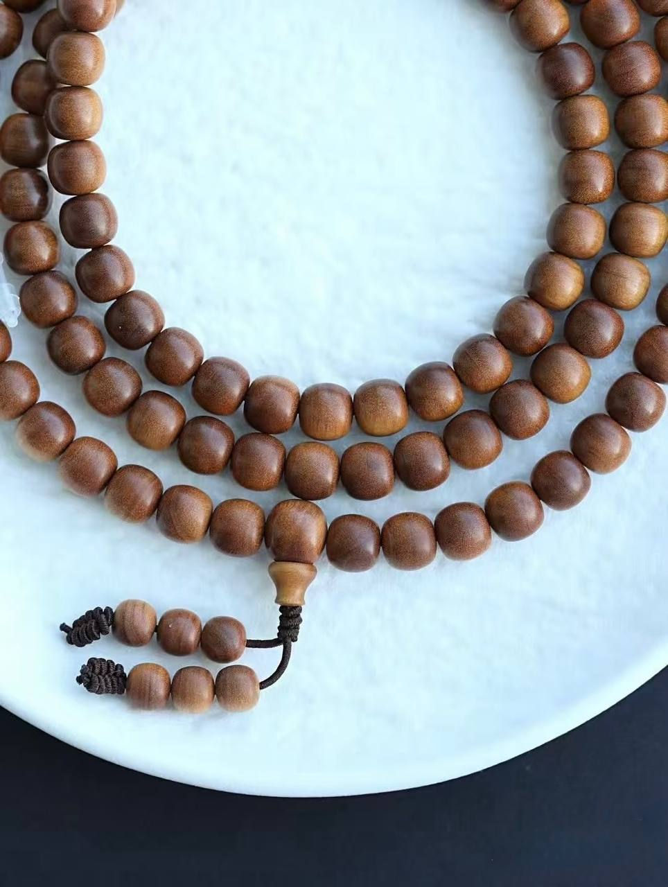 Thumbnail: Indian Black Old Mountain Sandalwood 7x8mm 108 Mala Beads