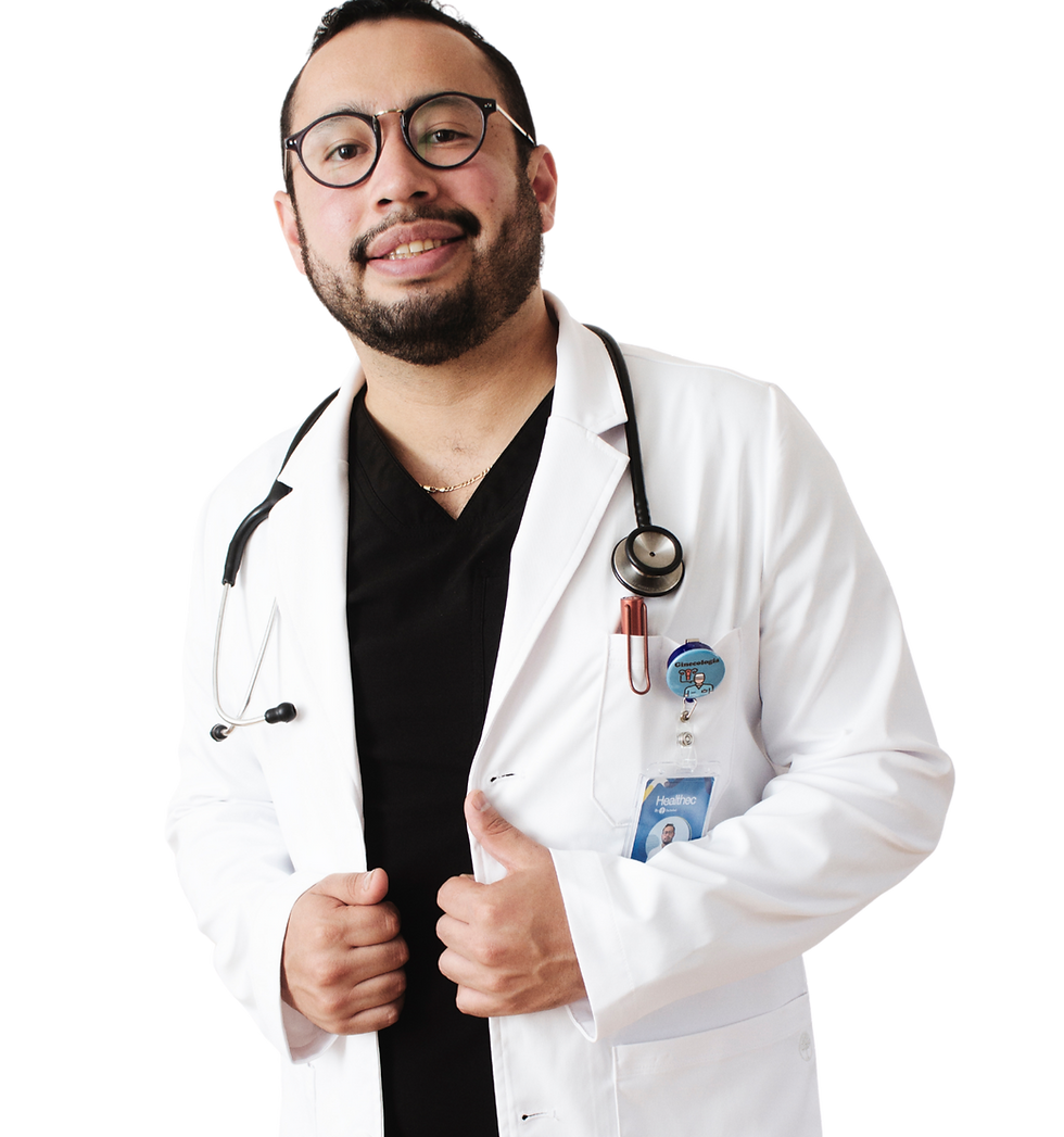 Médico para citas para control prenatal sonriendo