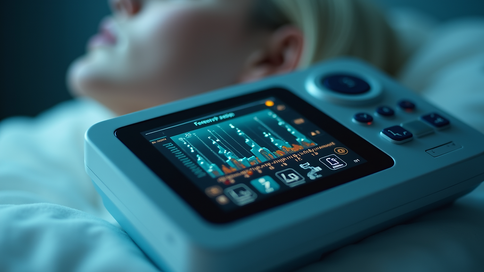 Close-up view of a bioresonance therapy device displaying frequency readings
