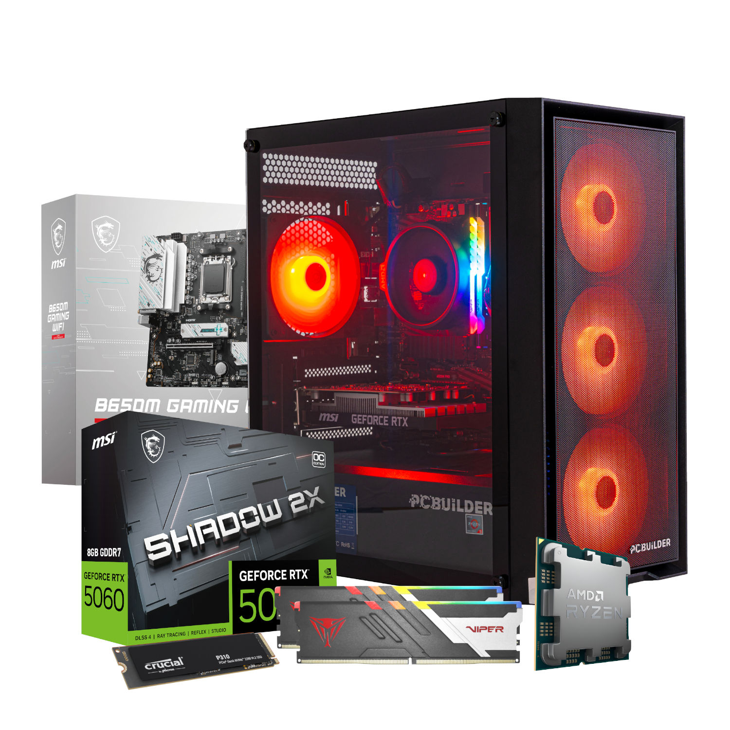 PCBuilder Ryzen 5 8400F RECON Windows 11 Gaming PC