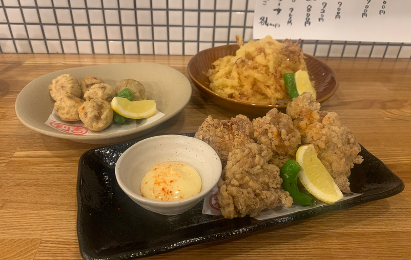 鶏のから揚げ・里芋のから揚げ・スルメの天ぷら