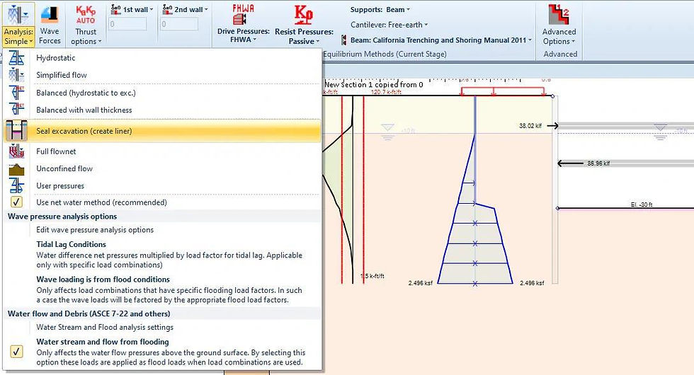 Figure: Seal excavation option in DeepEX