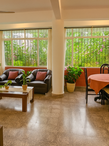 living room with Dinning hall