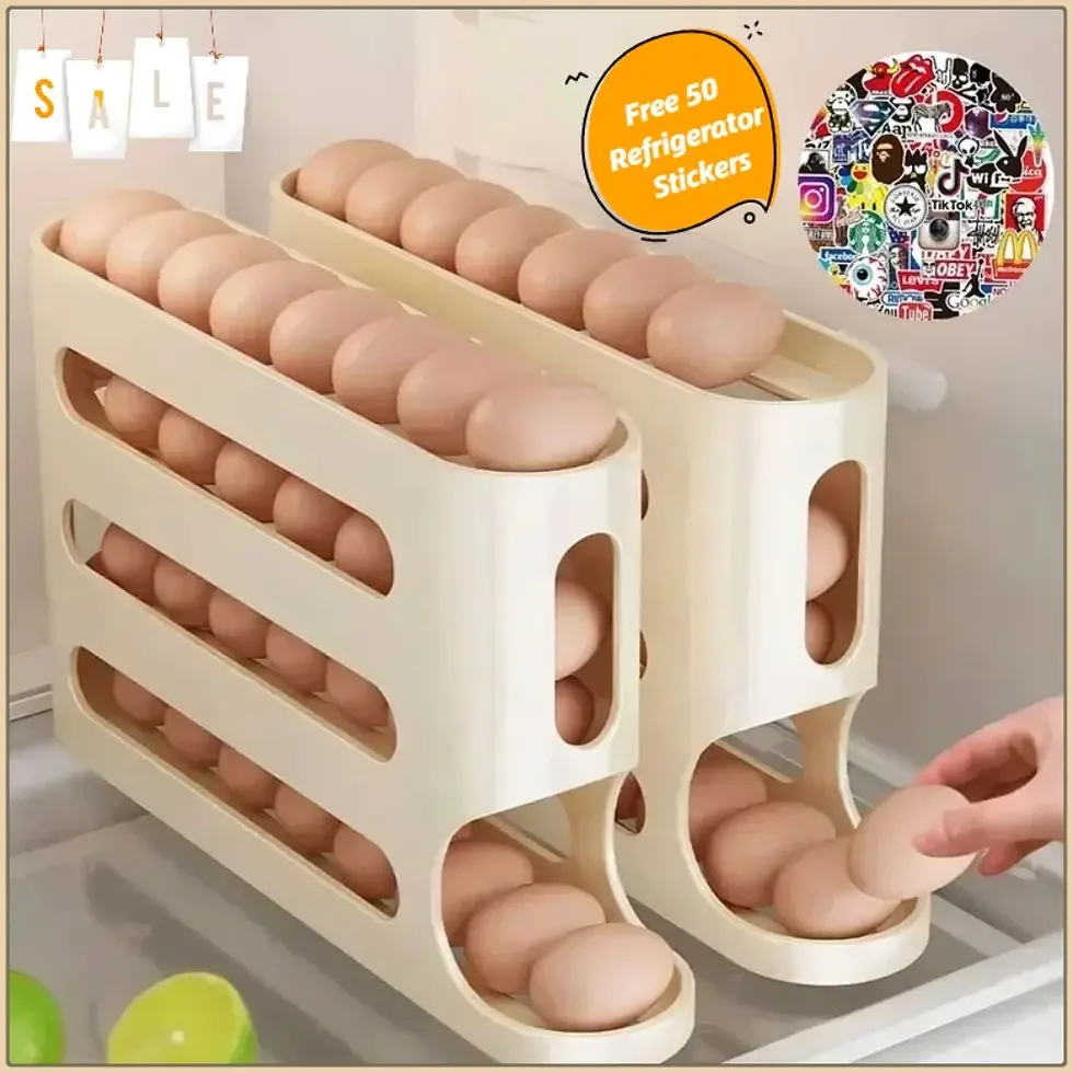 Multi-Tier High-Capacity Automatic Slide-Down Egg Holder Refrigerator Side Egg
