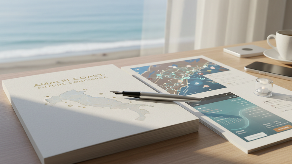 Close-up view of a curated travel itinerary with a luxury pen