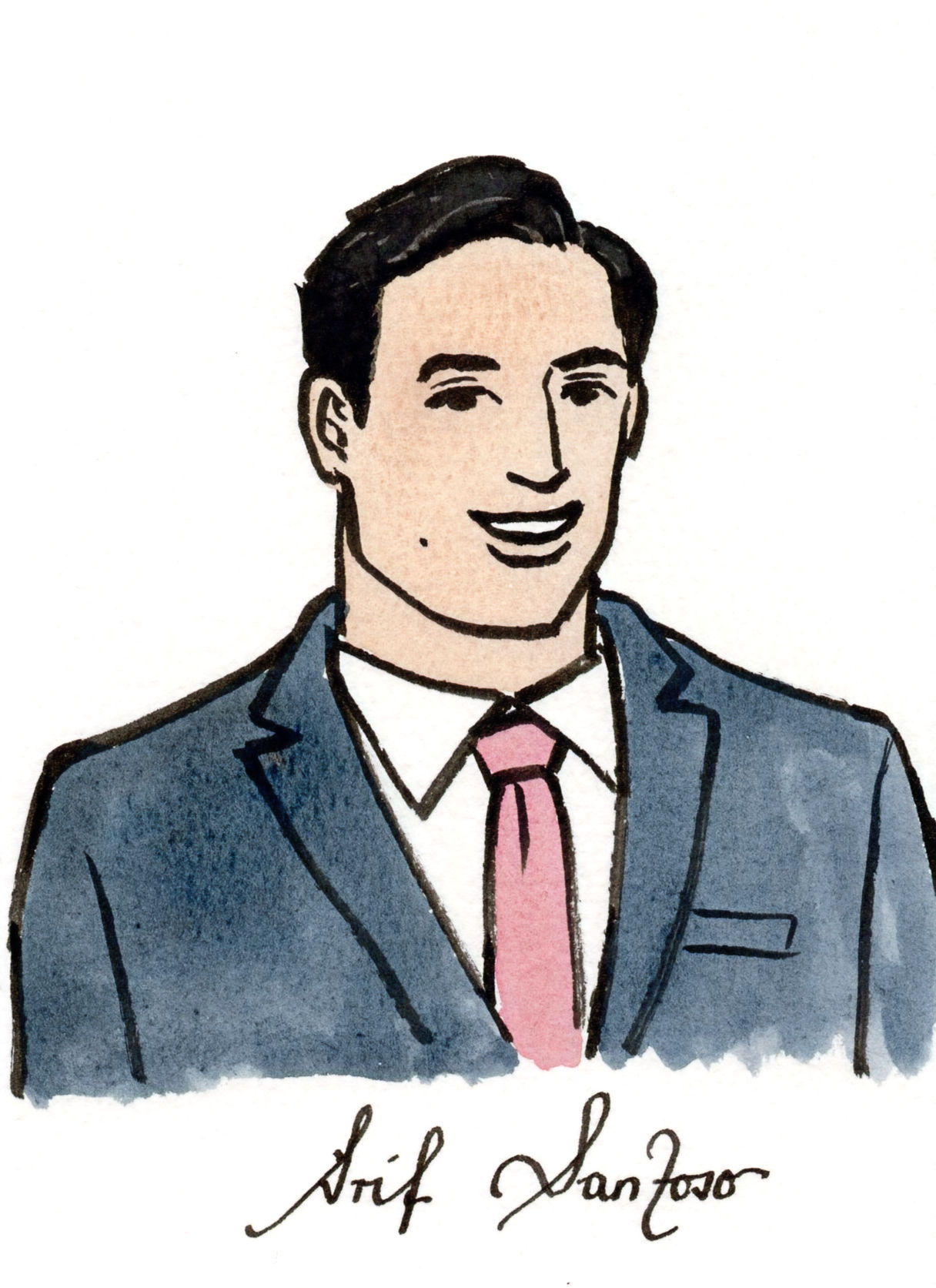 1x A6 Custom Place Card – Coloured Guest Portrait & Handwritten Full Name