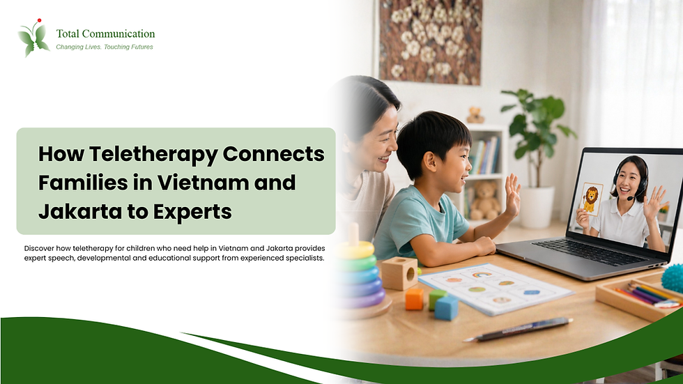 Child receiving teletherapy support online with a therapist while learning from home with parent guidance.