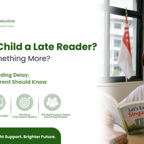 A young child looking stressed while reading a book, with text highlighting “Is Your Child a Late Reader? Or Is It Something More?” and information about dyslexia vs reading delay, early signs, and the importance of early intervention by Total Communication Therapy.