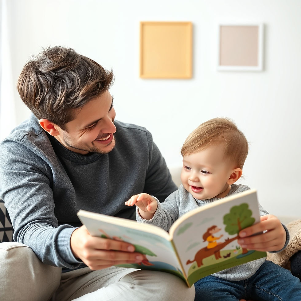 Parent and preschool-aged child sharing a picture book while practising conversation and language during a relaxed home activity
