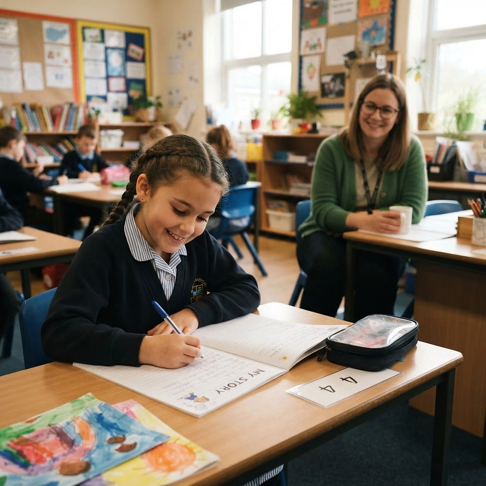 Total Communication supporting a child as they complete a learning task independently with reduced adult prompting