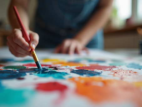 Artists creative workspace with vibrant colors