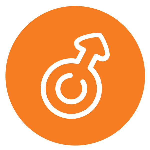 Icon of a male symbol, representing male sexual health