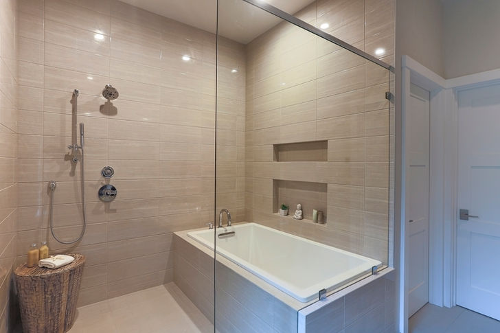 Kitchen and bath design for new modern home in Mercer Island.