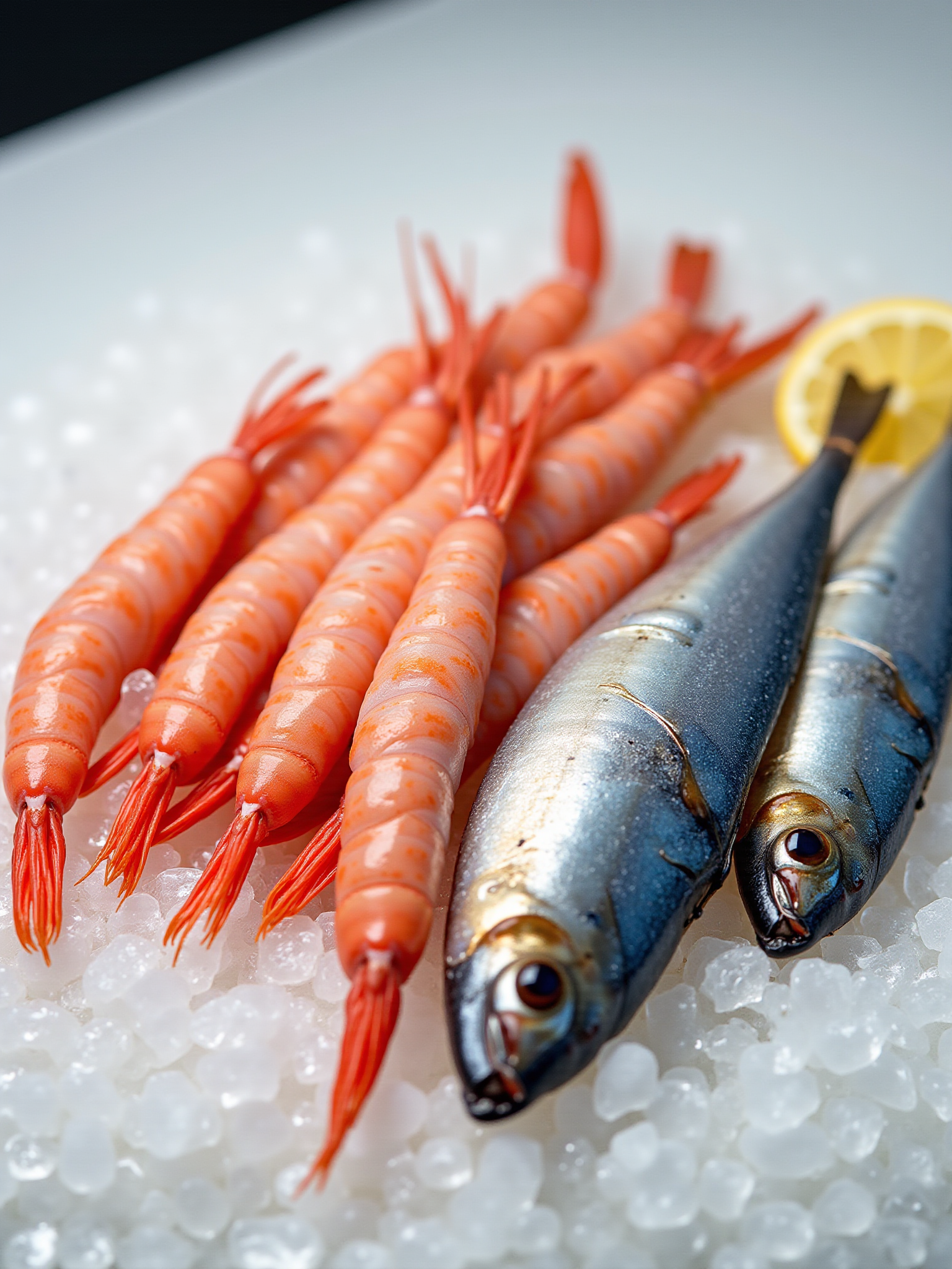 crevettes et mackerel frais