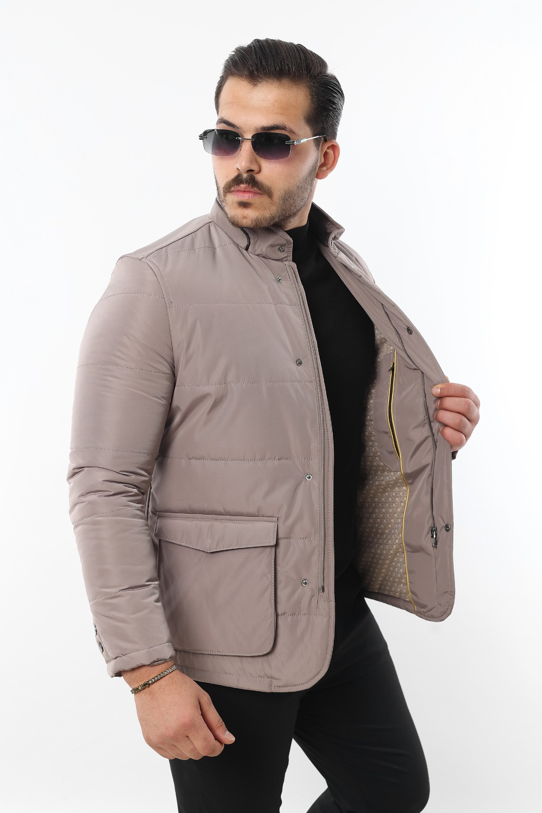 MEGAMOD -5053-ÇİFT YIRTMAÇLI KABAN