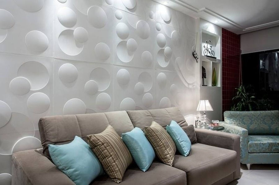 Panel decorativo 3D en sala
