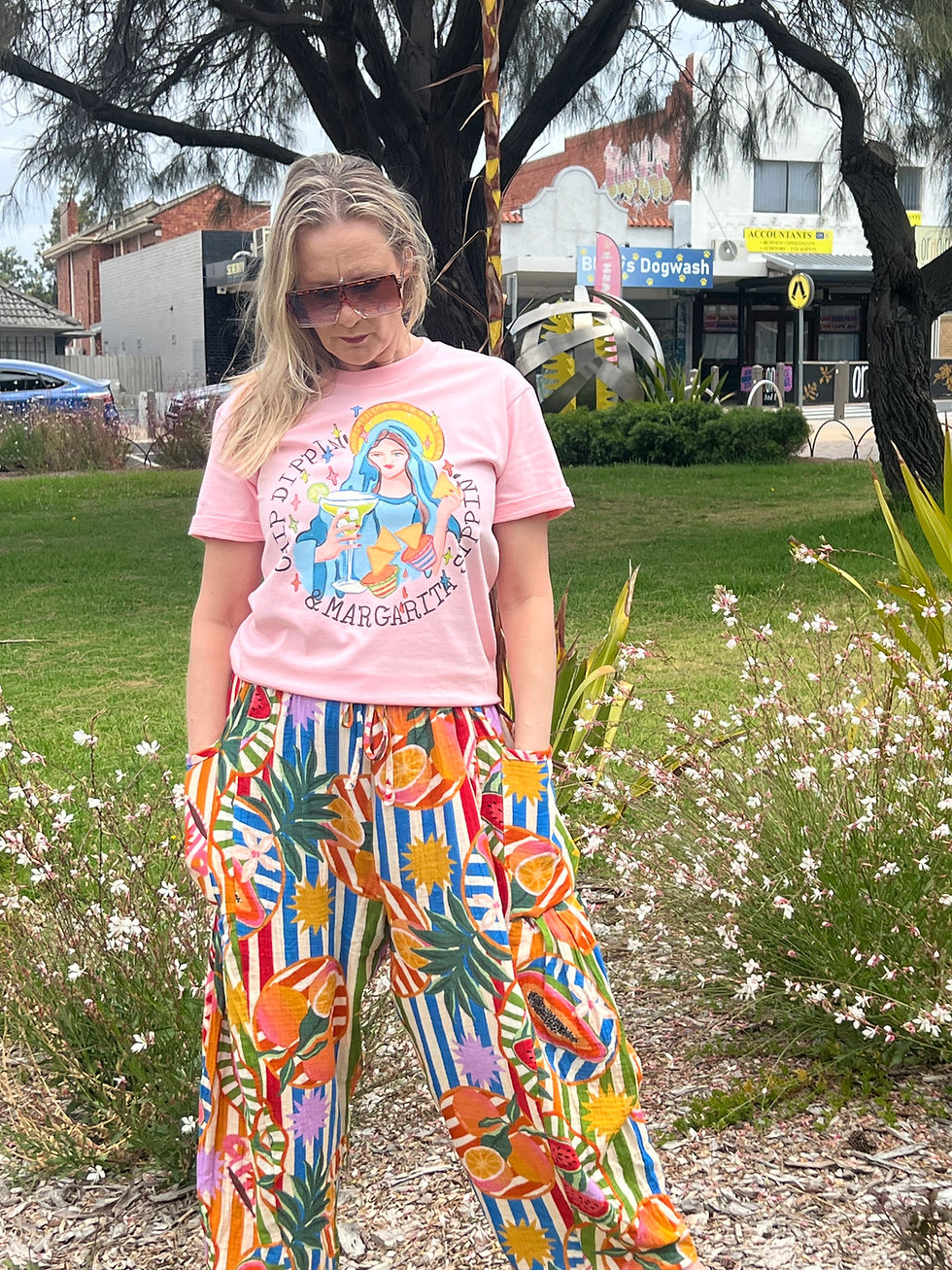 Thumbnail: Tropical fruit print cotton pants