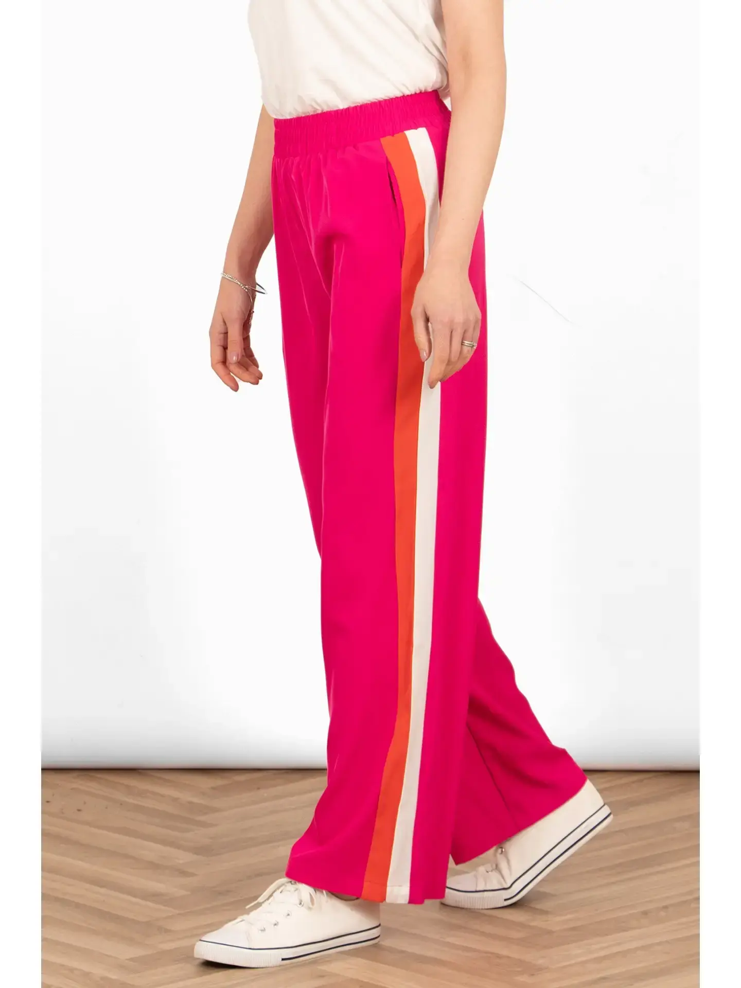 Hot Pink Contrast Racer Stripe Pant