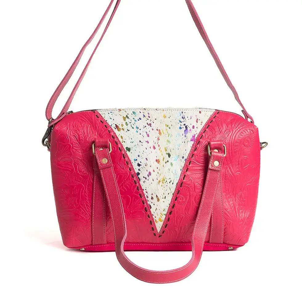 Thumbnail: Magenta embosed leather bag
