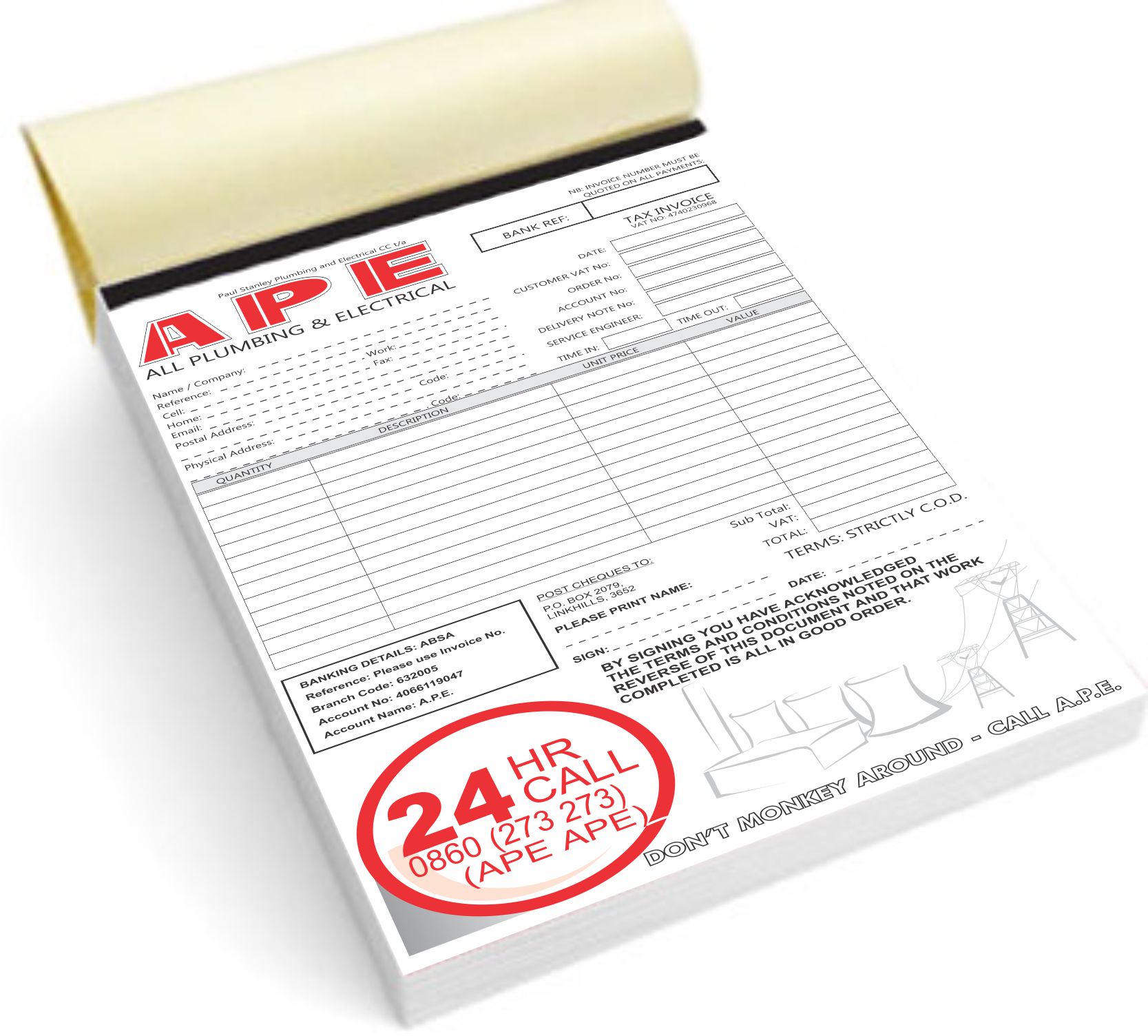 APE Invoice Book