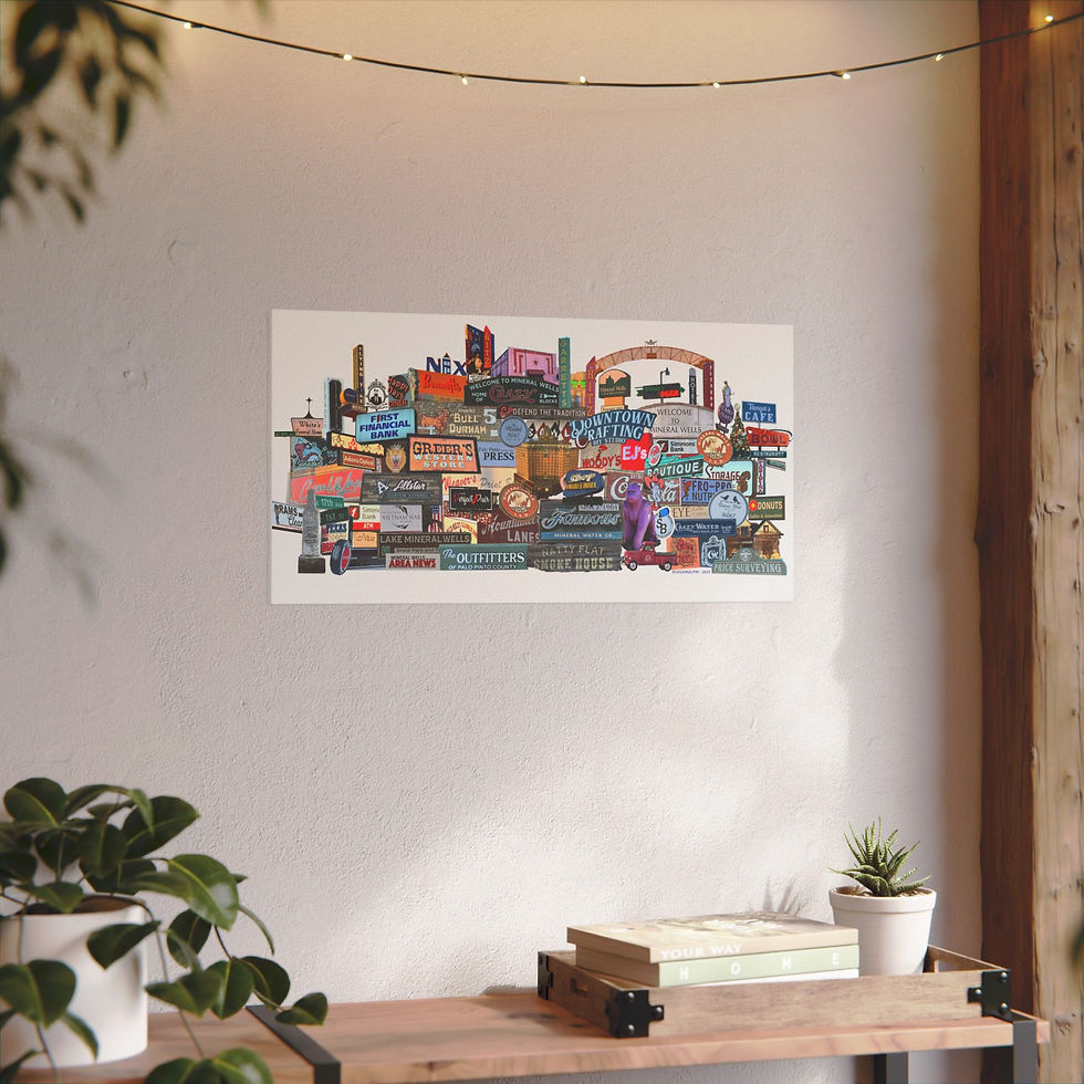 Thumbnail: Vintage Downtown Signage Giclée Print Canvas for Home Décor