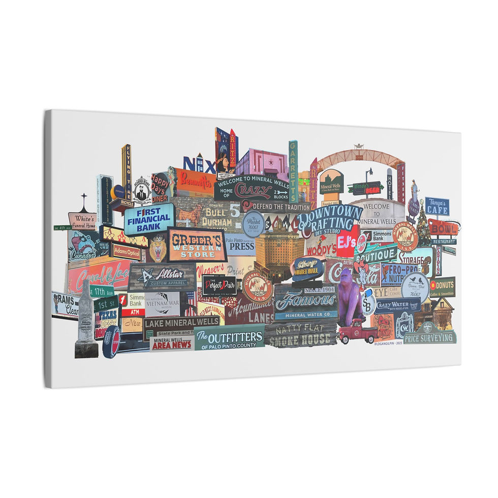 Thumbnail: Vintage Downtown Signage Giclée Print Canvas for Home Décor
