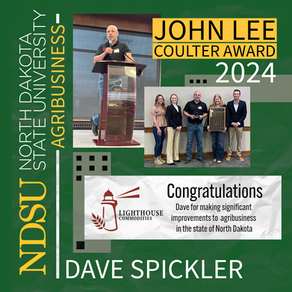 Dave Spickler has been honored with the John Lee Coulter Award. NDSU Department of Agribusiness & Applied Economics.