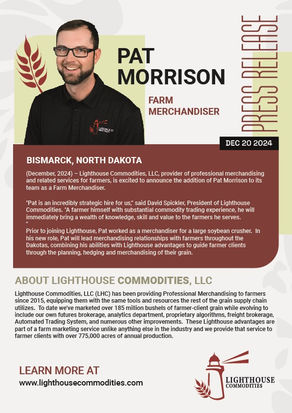 Lighthouse Commodities Welcomes Pat Morrison as Farm Merchandiser