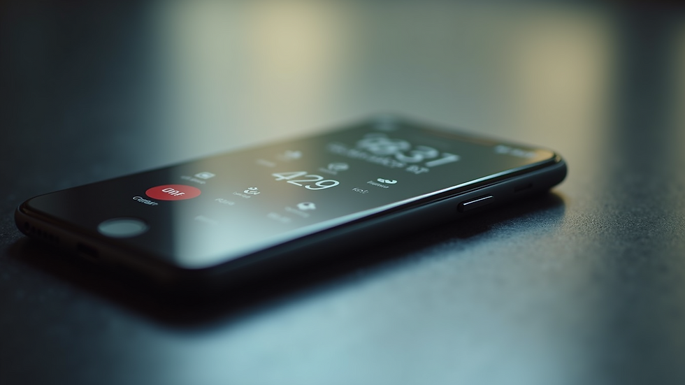 Eye-level view of a sleek smartphone displaying a VIP phone number