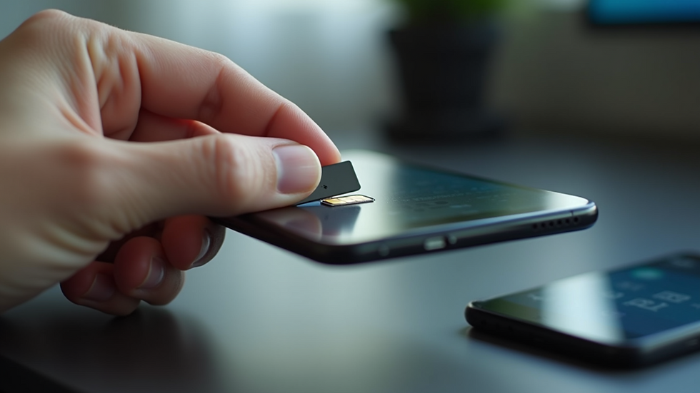 Close-up of a SIM card being inserted into a new smartphone
