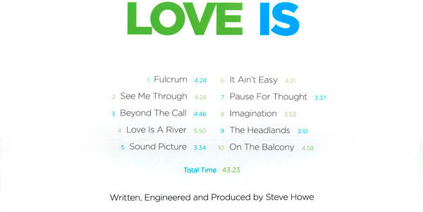 Thumbnail: Steve Howe's Love Is album back cover