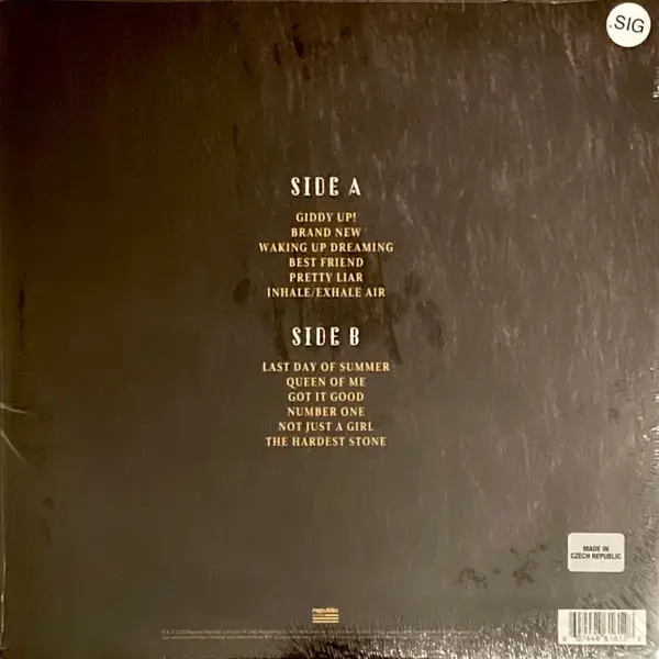 Thumbnail: Back cover of Shania Twain's Queen Of Me vinyl tracklist.
