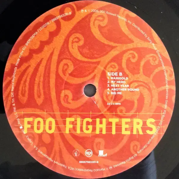 Thumbnail: Foo Fighters vinyl record label Side B tracklist