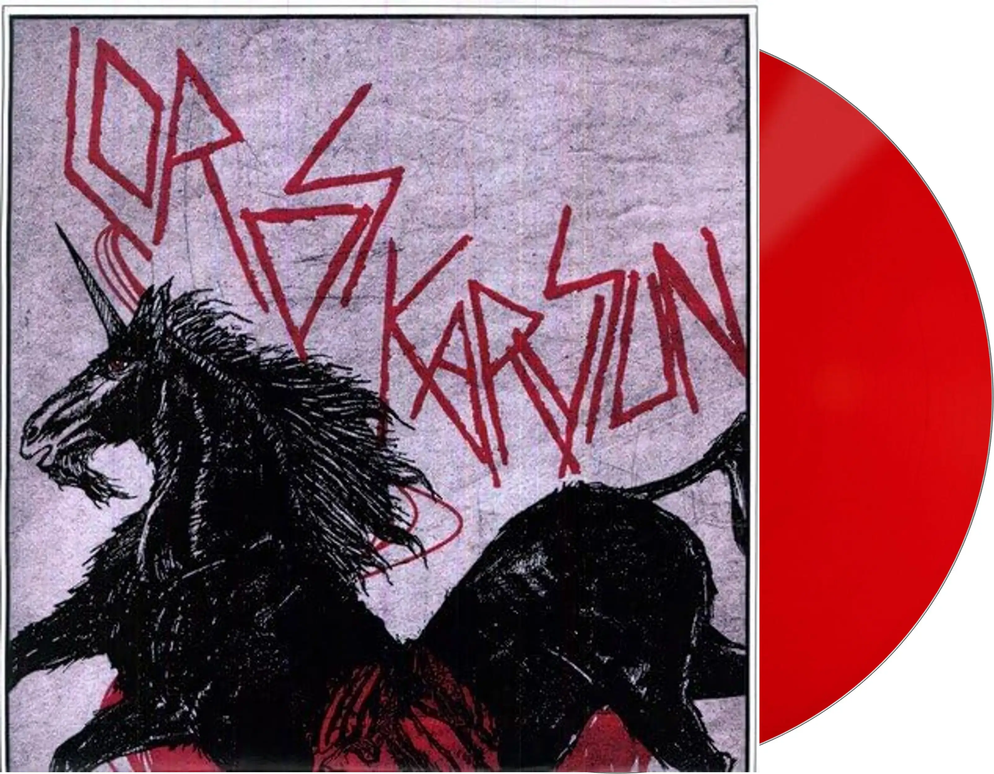 Doris Karloff album art with black horse and red vinyl.
