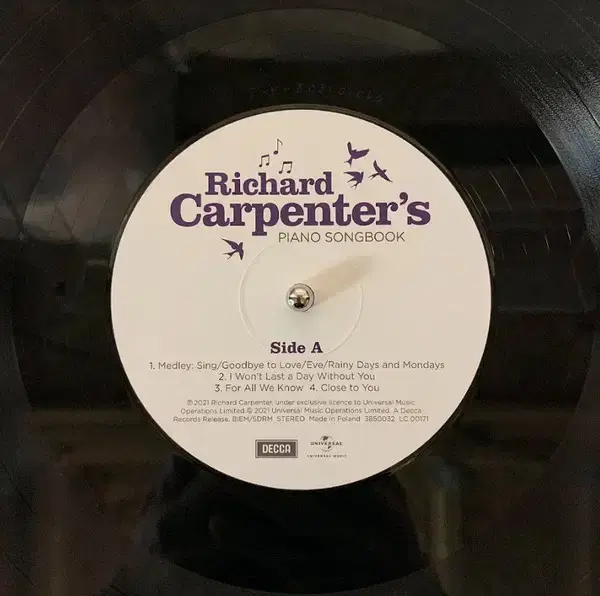 Thumbnail: Richard Carpenter - Piano Songbook (Vinyl LP 2022, First Edition, Decca)
