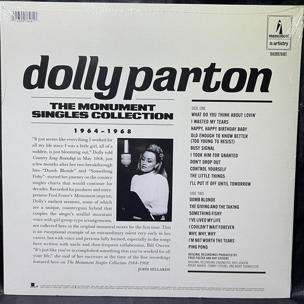Dolly Parton The Monument Singles Collection 1966-1968 vinyl record