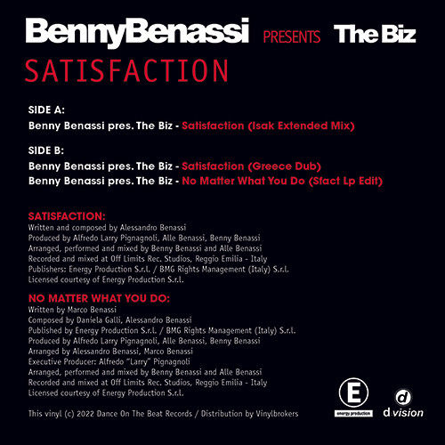 Thumbnail: Benny Benassi - Satisfaction (White Vinyl 12" 2025, Repress, Reissue DOTB-03W)