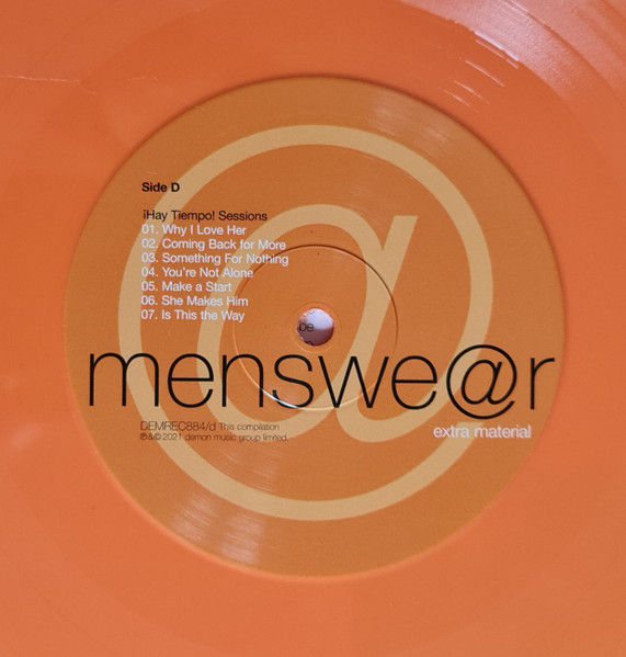 Thumbnail: Orange vinyl record menswe@r, side D, with song titles, limited run, The One Collection.