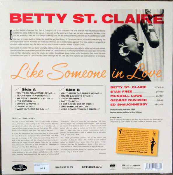 Thumbnail: Betty St. Claire - Like Someone in Love album back cover