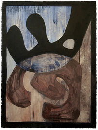 abstract but elusive and evocative of subject matter acrylic painting on paper