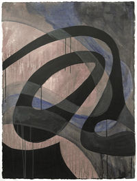 abstract but elusive and evocative of subject matter acrylic painting on paper