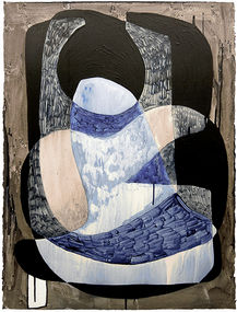 abstract but elusive and evocative of subject matter acrylic painting on paper