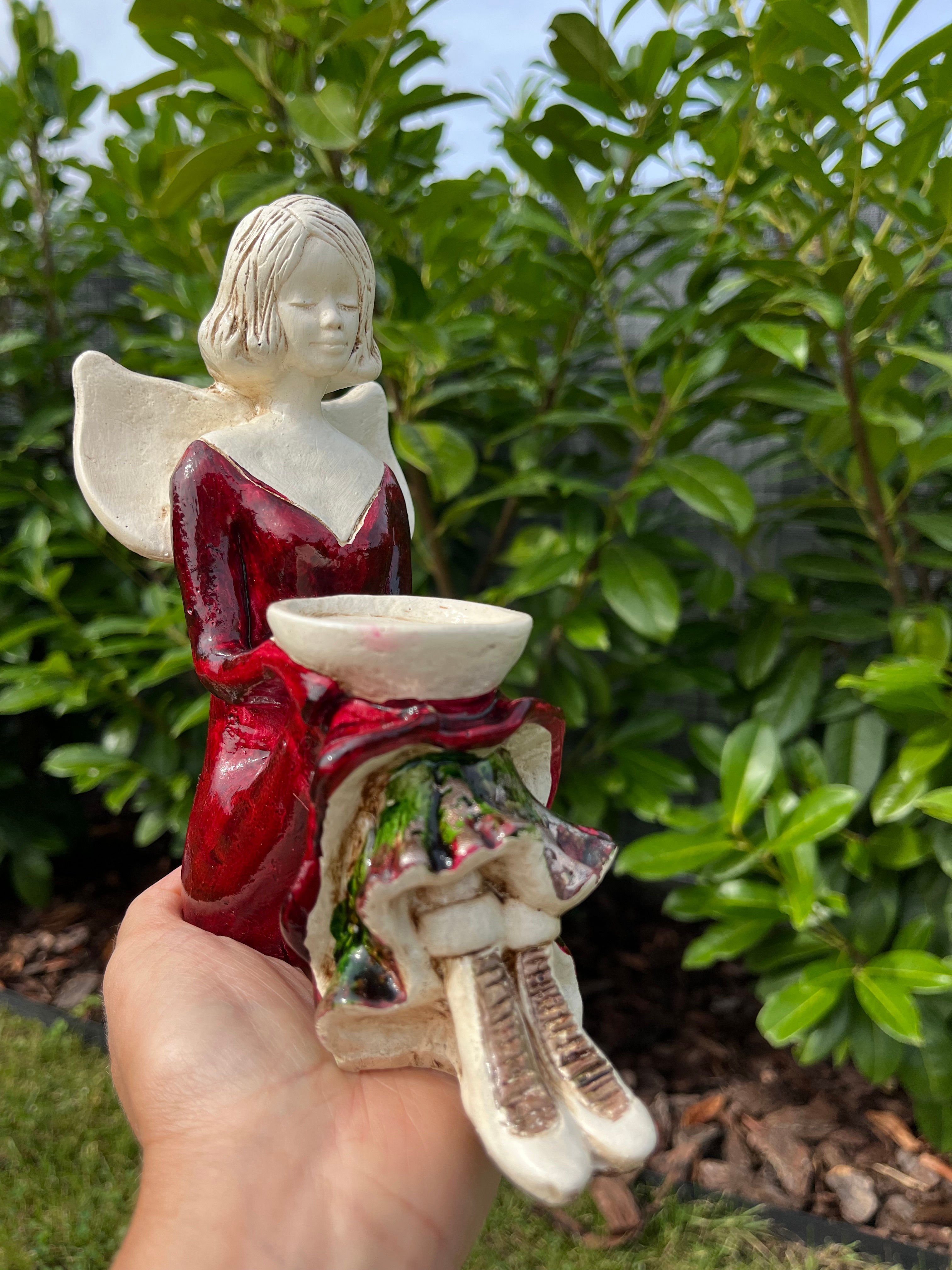 Aniołek świecznik siedzący - Rękodzieło, ręcznie malowane