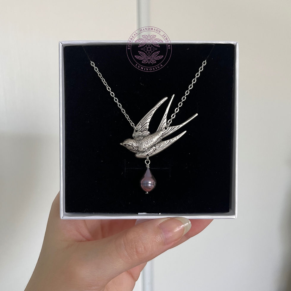 Miniature : Collier Hirondelle Perlée Argentée