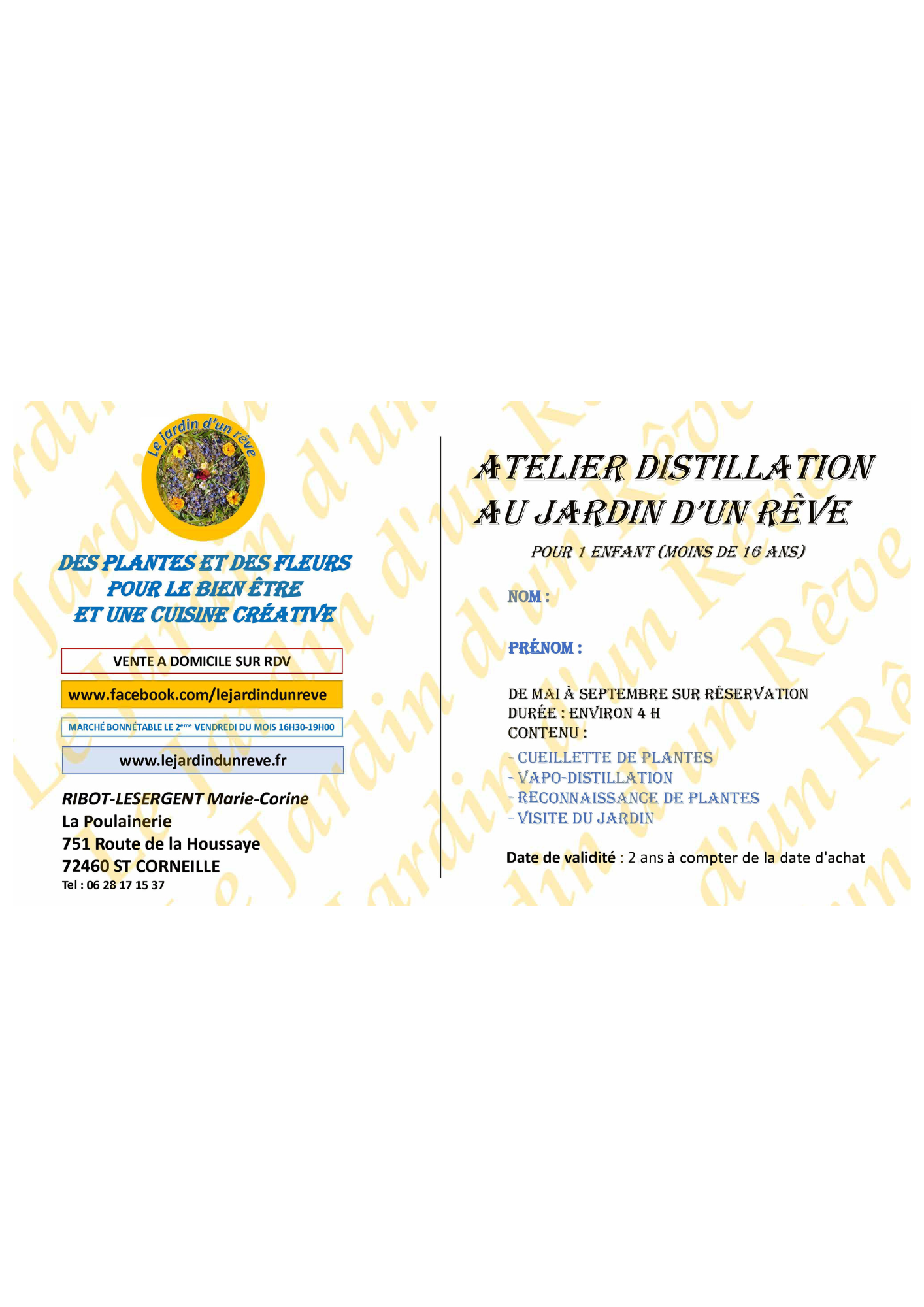 Atelier Distillation au Jardin d'un Rêve (Enfant)