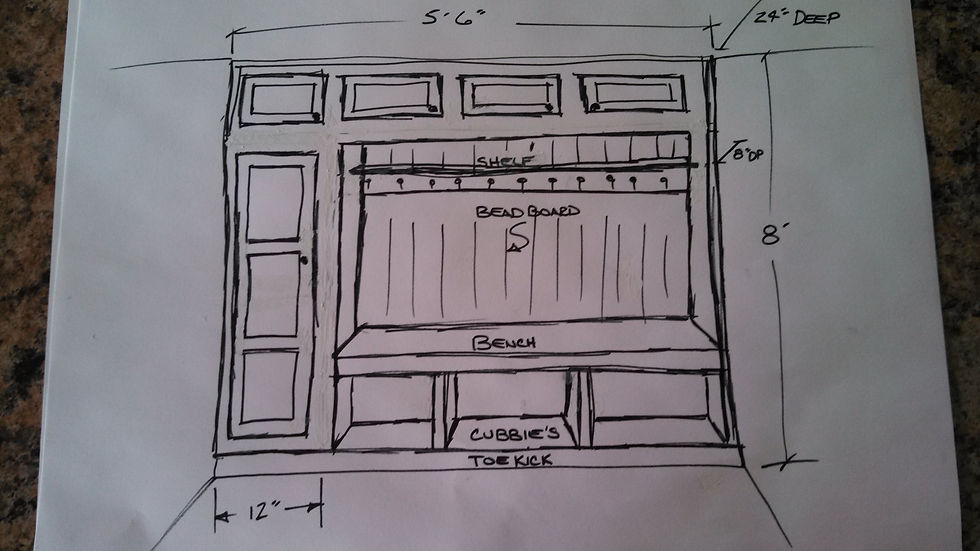 Built-In Mud Room Sketch