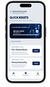 Build trading focus and discipline with guided hypnotherapy, a 21-day program and Quick Resets. Return all year to strengthen your practice. Try 3 free sessions.