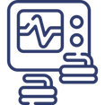 Icon of a defibrillator with monitor and heart curve