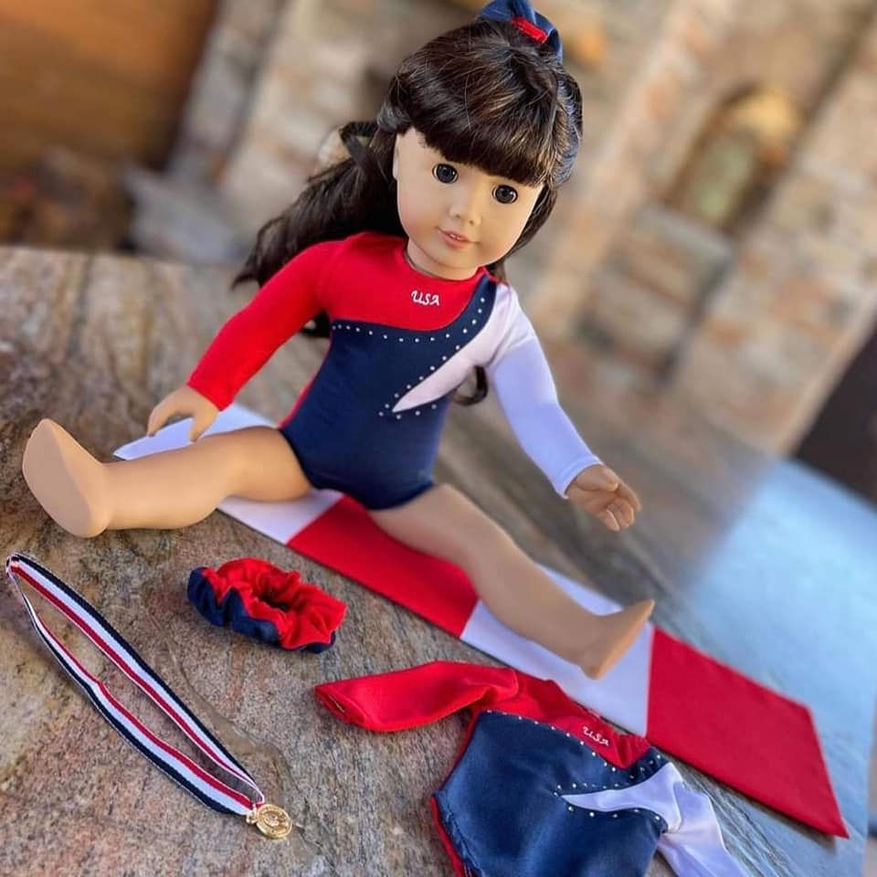 Thumbnail: 18 Inch American Doll  Gymnastics Clothes Set with Rhinestone Leotard 4 PCS
