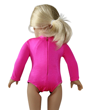 Thumbnail: 18 Inch American Doll Clothes Gymnastics Pink & Black Rhinestone Leotard Set